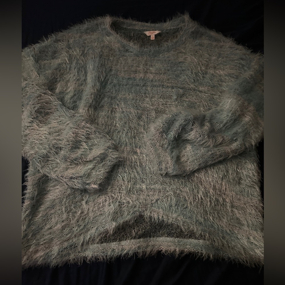 Candie’s Fuzzy Blue Sweater!
